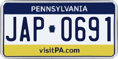 PA license plate JAP0691