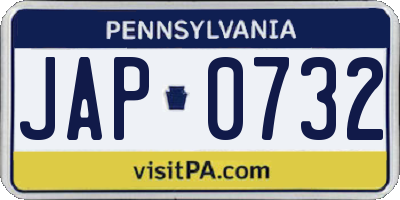 PA license plate JAP0732