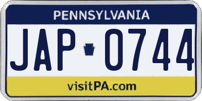 PA license plate JAP0744