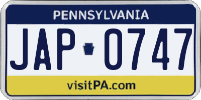 PA license plate JAP0747