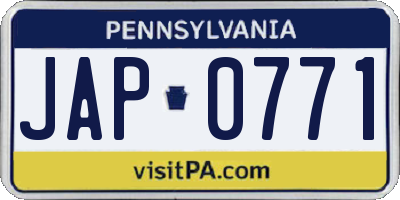 PA license plate JAP0771