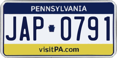 PA license plate JAP0791