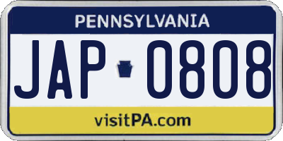 PA license plate JAP0808