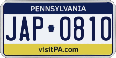 PA license plate JAP0810