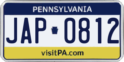 PA license plate JAP0812