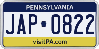 PA license plate JAP0822
