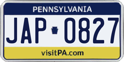 PA license plate JAP0827