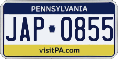 PA license plate JAP0855