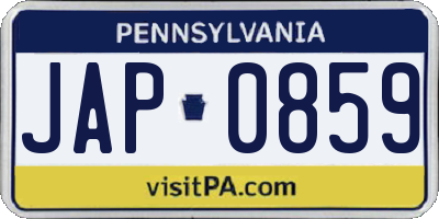 PA license plate JAP0859