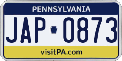 PA license plate JAP0873