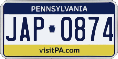 PA license plate JAP0874