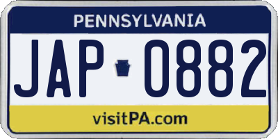PA license plate JAP0882