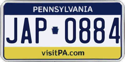 PA license plate JAP0884