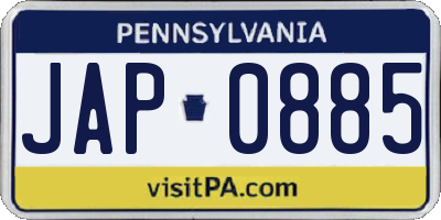 PA license plate JAP0885