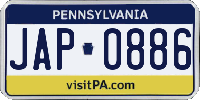 PA license plate JAP0886