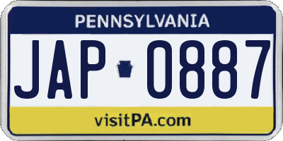 PA license plate JAP0887
