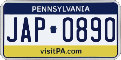 PA license plate JAP0890