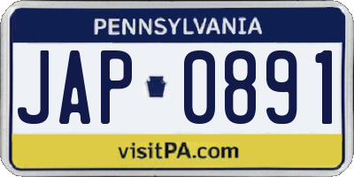 PA license plate JAP0891
