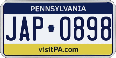 PA license plate JAP0898