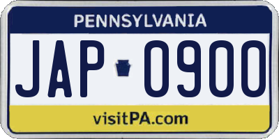 PA license plate JAP0900