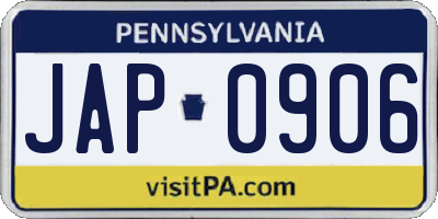 PA license plate JAP0906