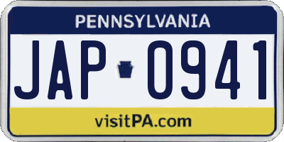 PA license plate JAP0941