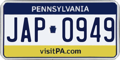 PA license plate JAP0949