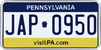 PA license plate JAP0950