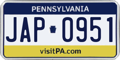 PA license plate JAP0951