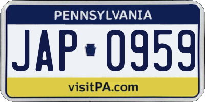 PA license plate JAP0959