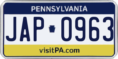 PA license plate JAP0963