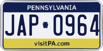 PA license plate JAP0964