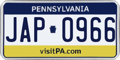 PA license plate JAP0966