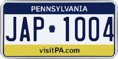 PA license plate JAP1004