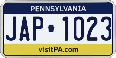 PA license plate JAP1023