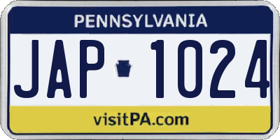 PA license plate JAP1024