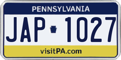 PA license plate JAP1027