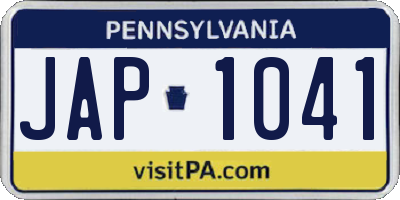 PA license plate JAP1041