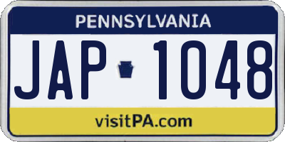 PA license plate JAP1048
