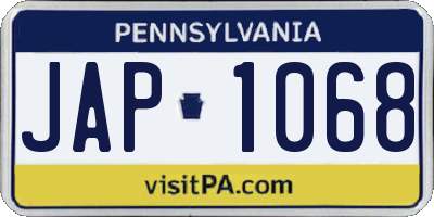 PA license plate JAP1068