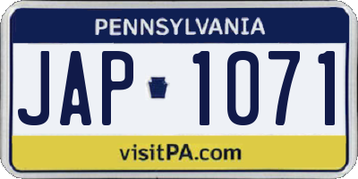 PA license plate JAP1071
