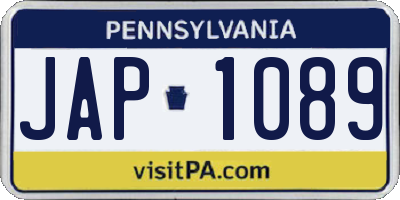 PA license plate JAP1089