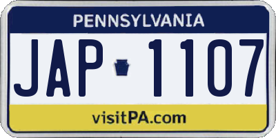 PA license plate JAP1107