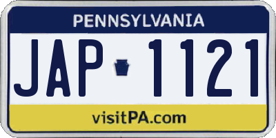 PA license plate JAP1121
