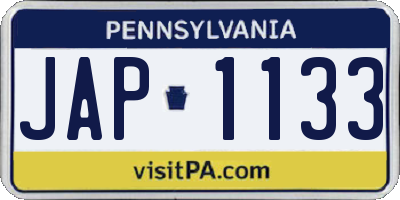 PA license plate JAP1133