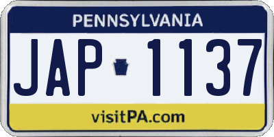 PA license plate JAP1137