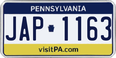 PA license plate JAP1163