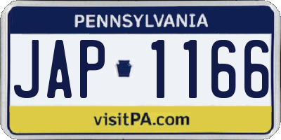 PA license plate JAP1166