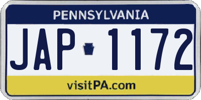 PA license plate JAP1172