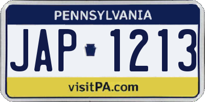 PA license plate JAP1213